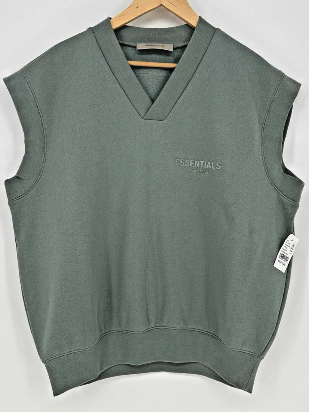 Essentials Women's V-Neck Sweater Vest in Sage Green